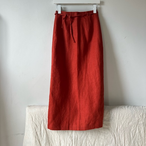 PALOMA WOOL Aquila Red Linen Skirt and Crop Top 34 XS - Picture 11 of 16
